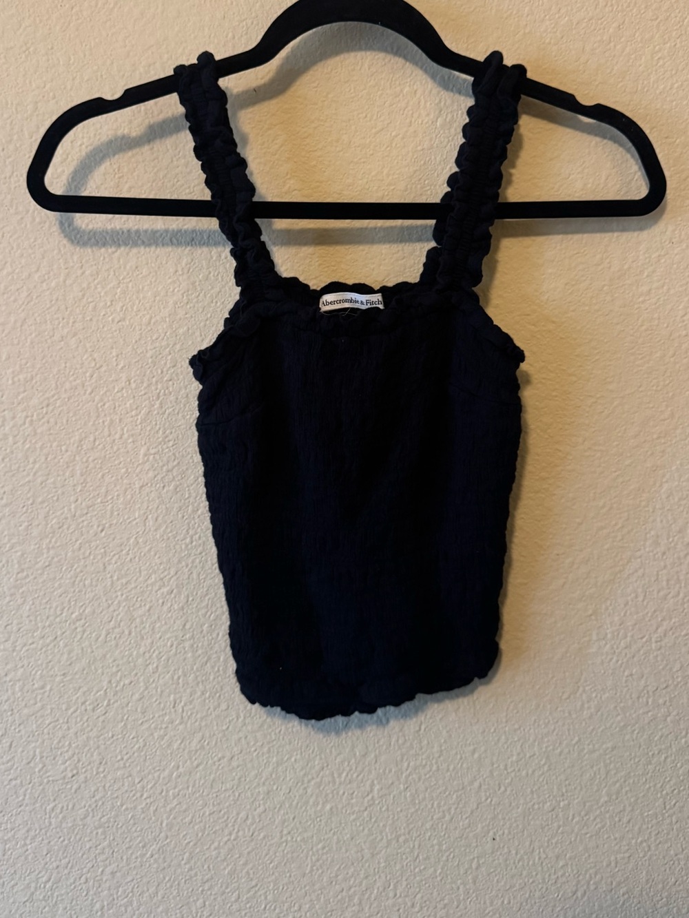 Abercrombie & Fitch Black Smocked Ruffle-Strap Tank Top